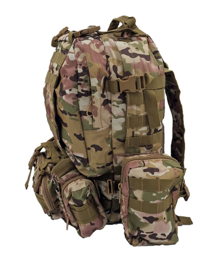 Army-style backpack, 45 liters, camouflage, German Army, water-repellent, desert camouflage, beige 
