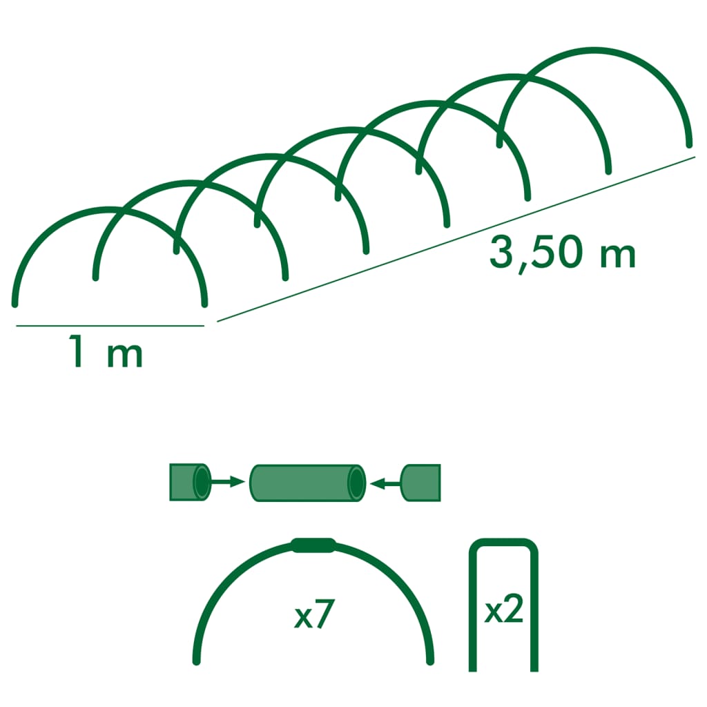 Nature Folientunnel Bausatz Treibhaus-Tunnel Transparent 3,5 x 1m