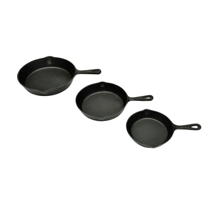 BBQ Frying Pan Set, 3-Piece, Cast Iron Grill Pans, Black