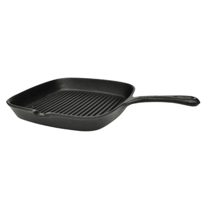 Grillpfanne Gusseisen 36 x 24 x 3 cm Schwarz Pfanne mit Stiel BBQ-Pfanne