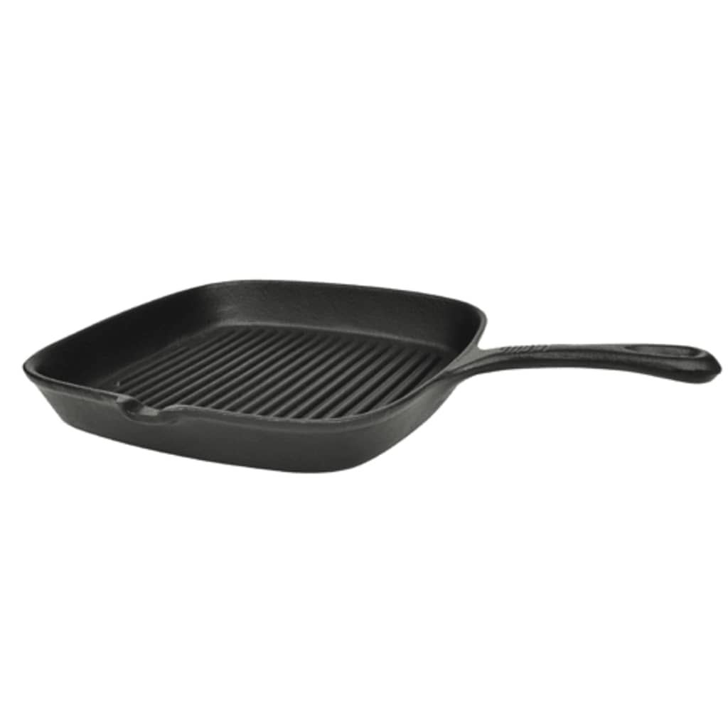 Grillpfanne Gusseisen 36 x 24 x 3 cm Schwarz Pfanne mit Stiel BBQ-Pfanne