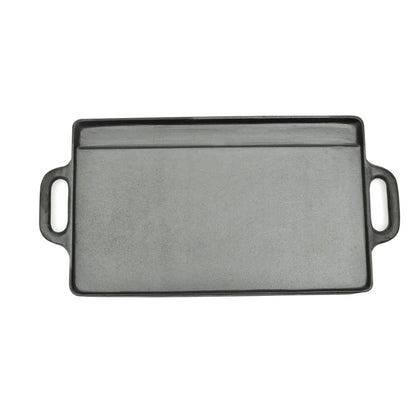 Reversible cast iron griddle plate, 50 x 23 cm, non-stick coated, durable