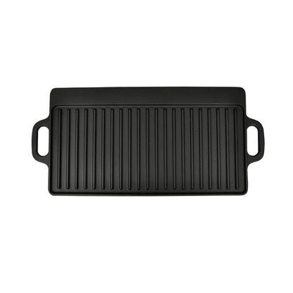Reversible cast iron griddle plate, 50 x 23 cm, non-stick coated, durable