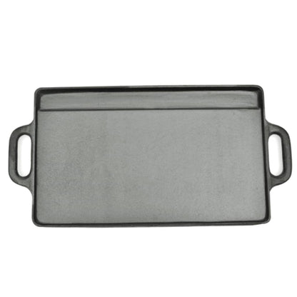 Grill plate 2x reversible cast iron plate 46 x 23 cm non-stick coated durable