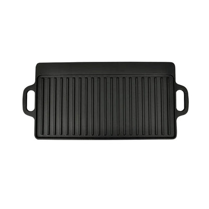 Grill plate 2x reversible cast iron plate 46 x 23 cm non-stick coated durable