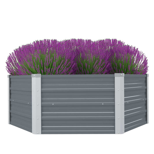 Hochbeet Blumenkübel Gemüsebeet Pflanzkübel 129 x 129 x 46 cm Verzinkter Stahl Grau