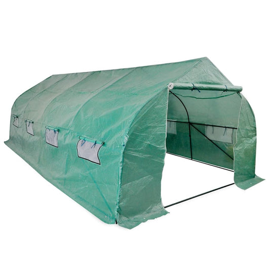Folientunnel  600x300x200cm Gewächshaus Begehbar Stahlrahmen 18 m² Polytunnel