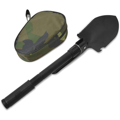 vidaXL Folding Spade Carbon Steel Black