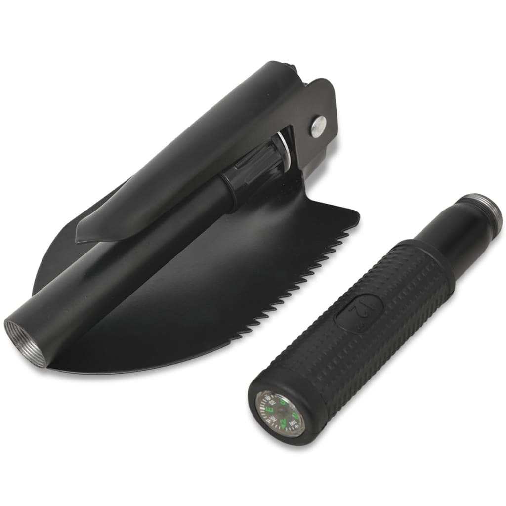 vidaXL Folding Spade Carbon Steel Black