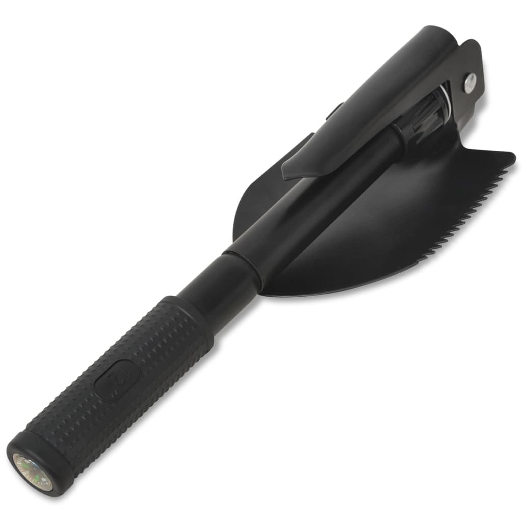vidaXL Folding Spade Carbon Steel Black