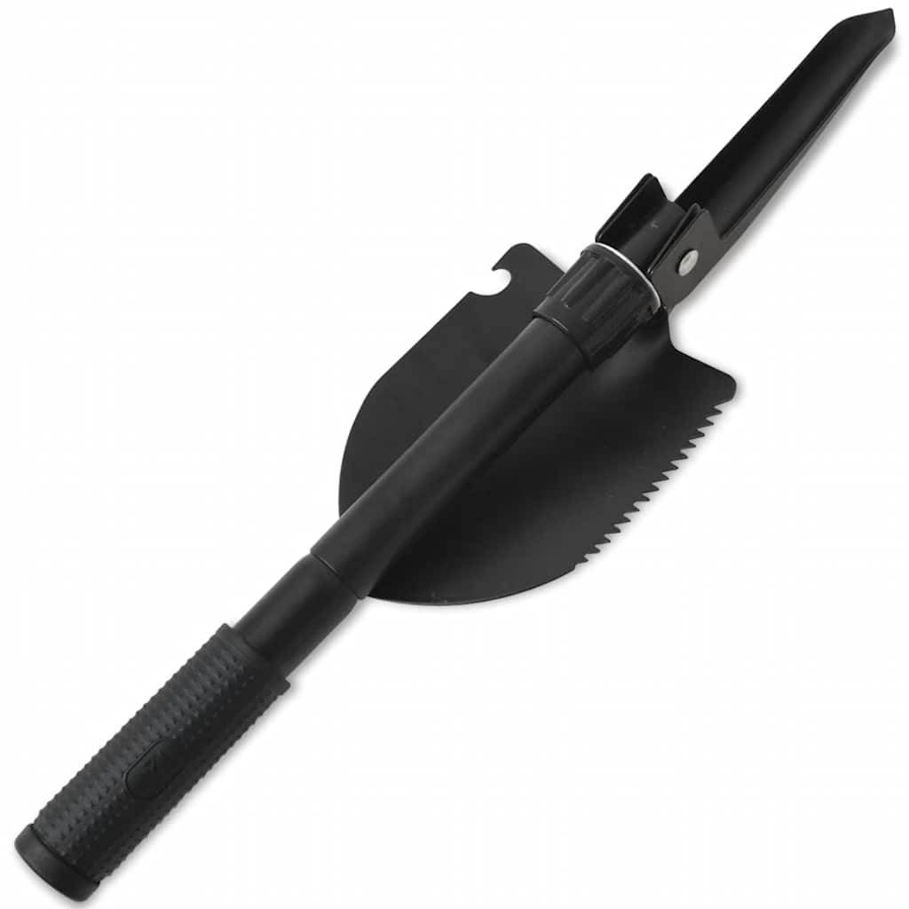 vidaXL Folding Spade Carbon Steel Black