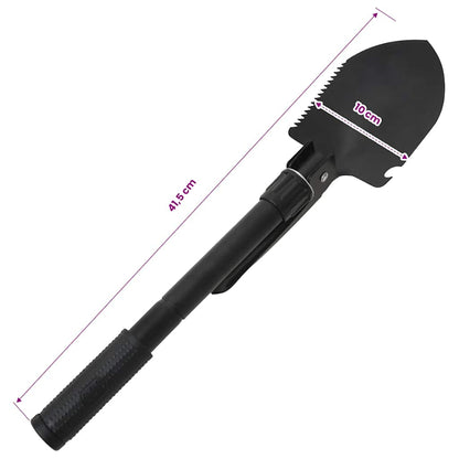vidaXL Folding Spade Carbon Steel Black