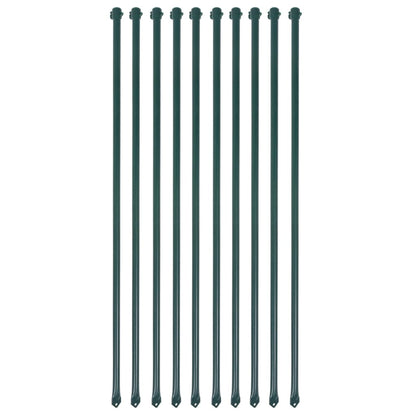 vidaXL Plant Stakes 10 pcs. 1 m Metal Green