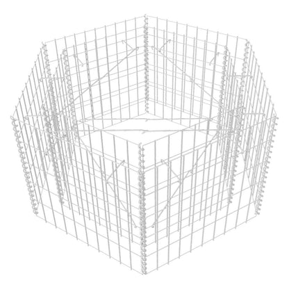Gabionen Hochbeet 100x90x50 cm sechseckig Stahl silber