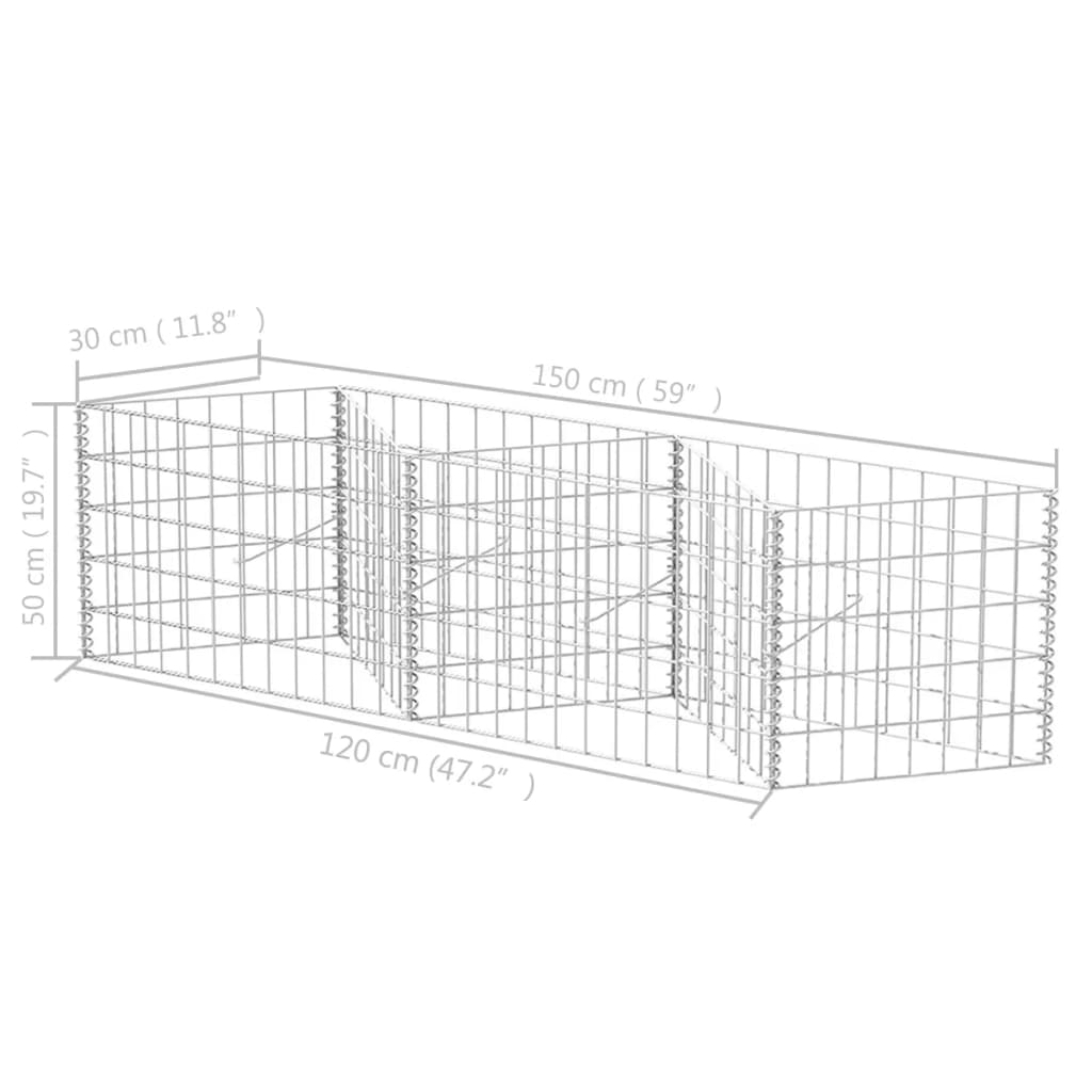 Gabione Gabionenkorb Pflanzkasten Hochbeet Stahl 120×30×50 cm Steinkorb