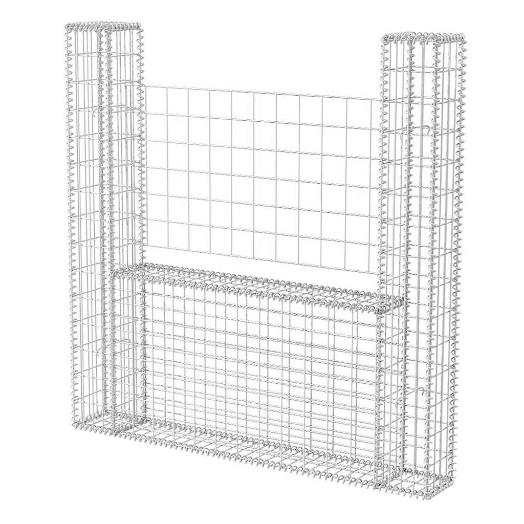 Gabionenzaun U-Form Stahl 160x20x150 cm Steinkorb Gabionenwand verzinkt Element