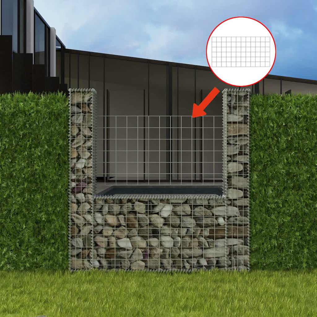 Gabionenzaun U-Form Stahl 160x20x150 cm Steinkorb Gabionenwand verzinkt Element
