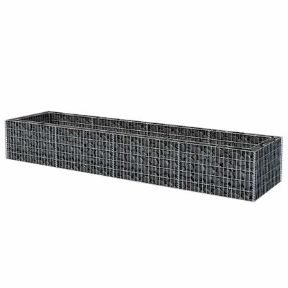 Gabion raised bed steel 360×90×50 cm stone basket planter flower bed galvanized