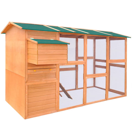Hühnerstall Kiefer Holz 295 x 163 x 170 cm Nistkasten Braun Freilauf
