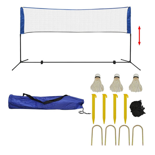 Badmintonnetz-Set 3 Federbälle 300 x 155 cm Stahlrahmen höhenverstellbar