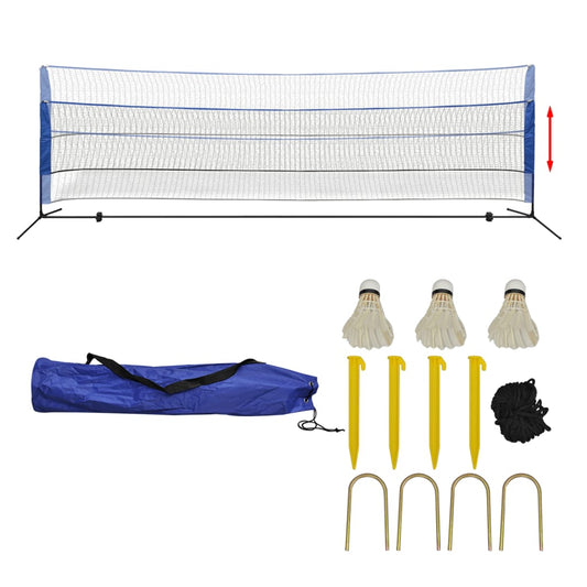 Badminton Set mit Netz 500 x 155 cm 3 Federbällen Stahlrahmen höhenverstellbar Tragetasche