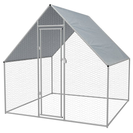 Hühnerkäfig Hühnerstall Stahl 2 x 2 x 1,92 m Auslauf Freigehege Tierkäfig Geflügelstall