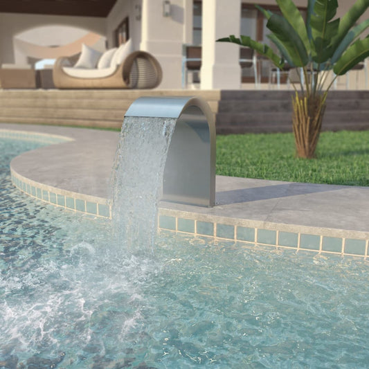 Wasserfall Pool-Fontaine Edelstahl 45x30x65 cm Silbern Gartenteich Bachlauf