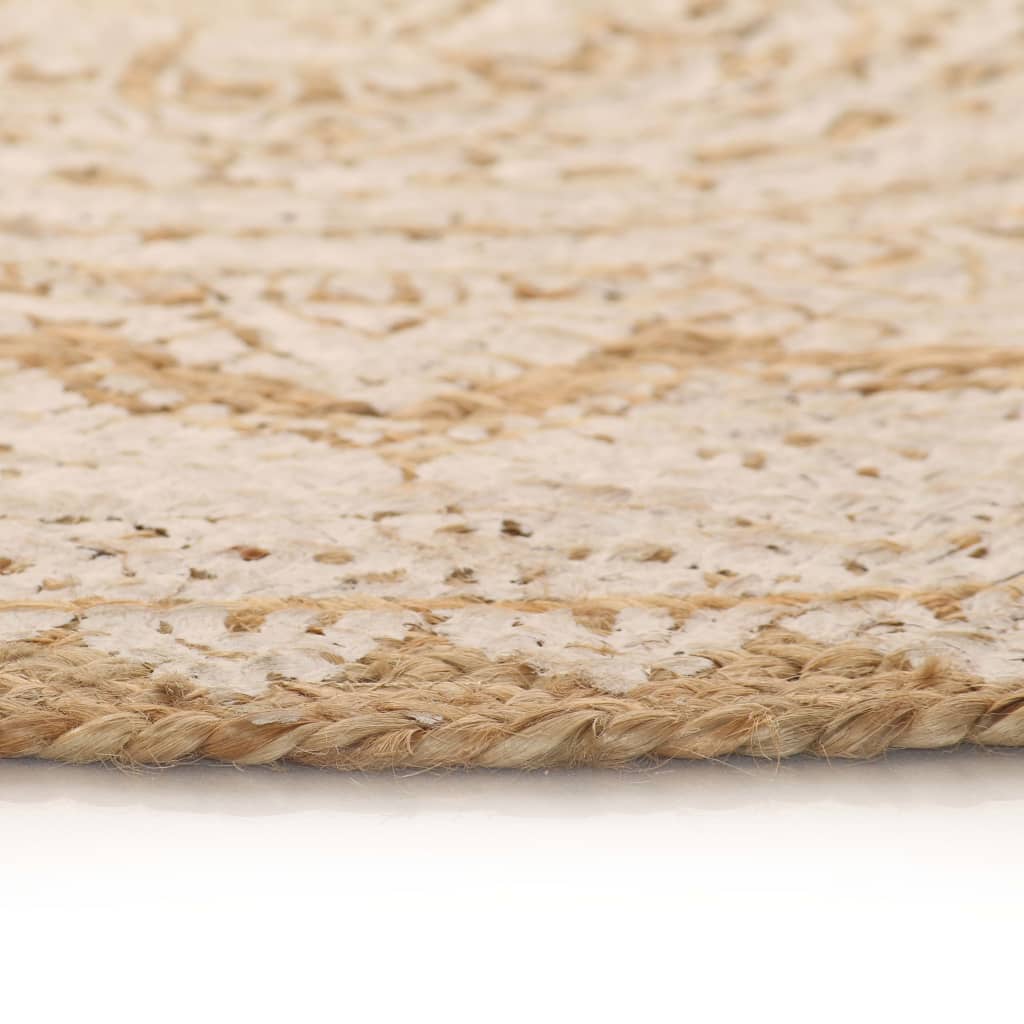 Teppich Jute geflochten 150 cm Rund Boho Retro Ethno geknüpft Mandala