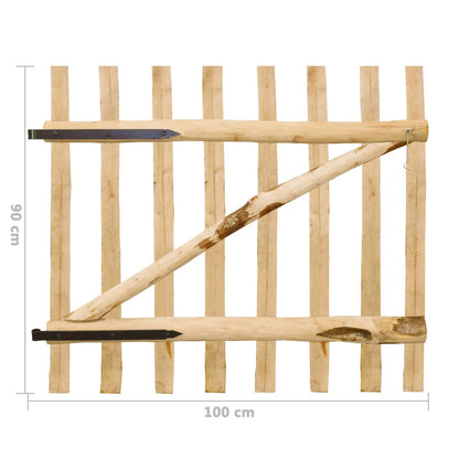 vidaXL Single-Leaf Fence Gate Hazel Wood 100x90 cm