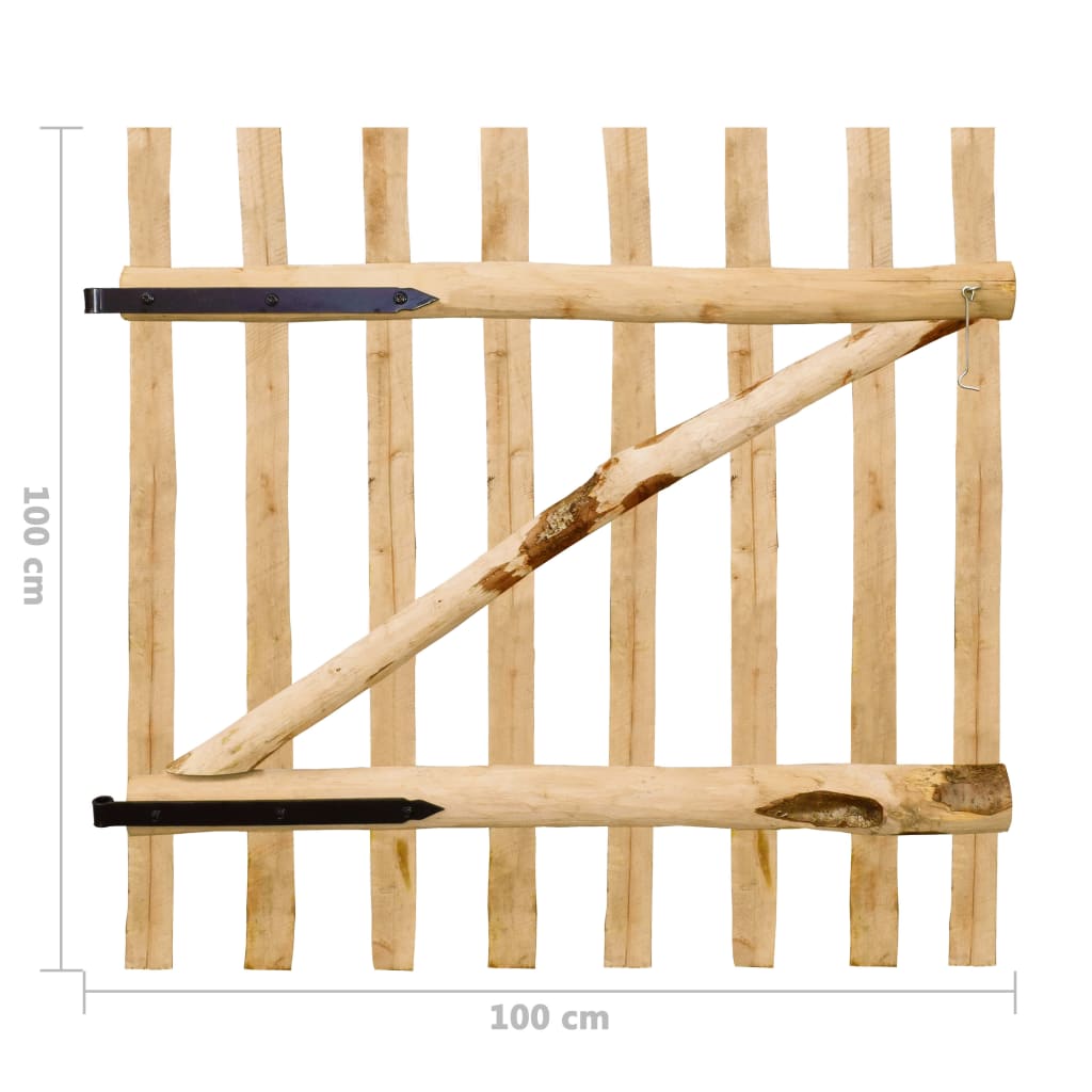Gartentür Zauntor Einflügelig Haselnuss 100×100 cm Holztor Gartentor natur