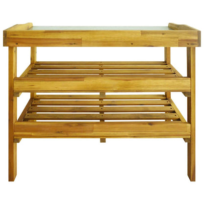 vidaXL Planting Table with 2 Shelves, Acacia Solid Wood and Zinc