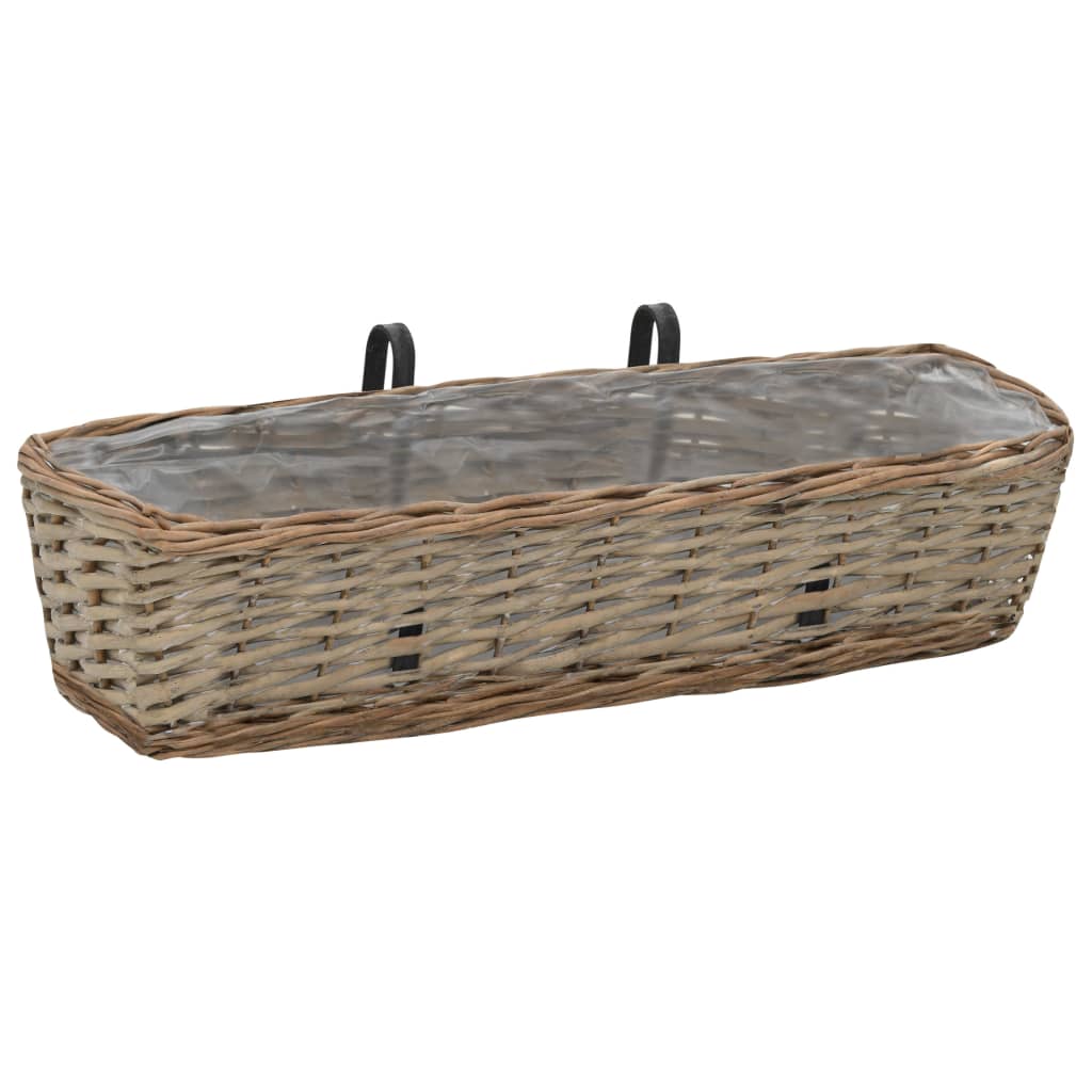 Balkon-Blumenkasten Pflanzkübel 2 Stk. Weide Handarbeit 60 cm braun hängend