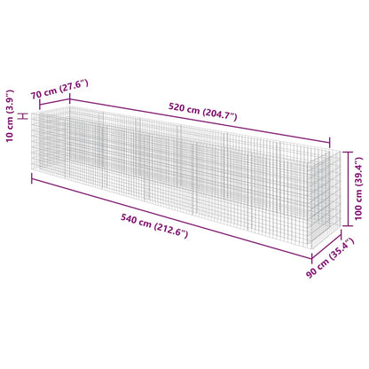Gabionen Hochbeet Stahl 270×90×100 cm Steinkorb Pflanzkübel Blumenbeet