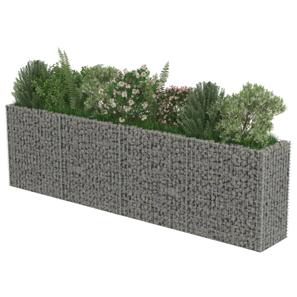 Gabionen Hochbeet Verzinkter Stahl 360×50×100 cm Steinkorb Pflanzkorb Blumenbeet