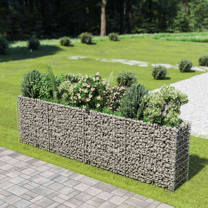 Gabionen Hochbeet Verzinkter Stahl 360×50×100 cm Steinkorb Pflanzkorb Blumenbeet