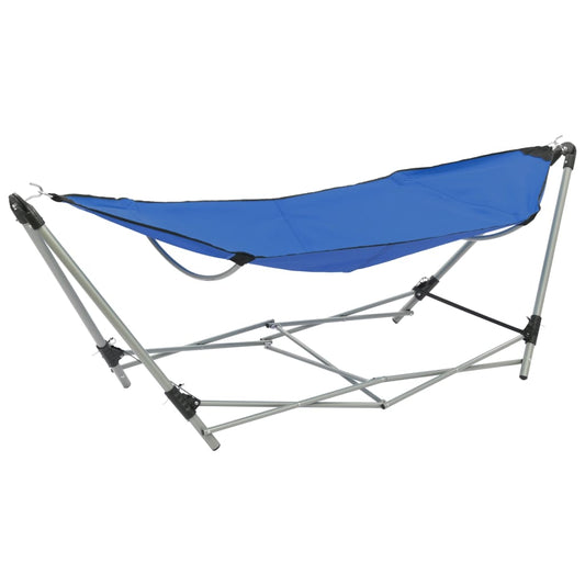 Hängematte mit faltbarem Ständer Blau 241 x 76 x 70 cm mobil