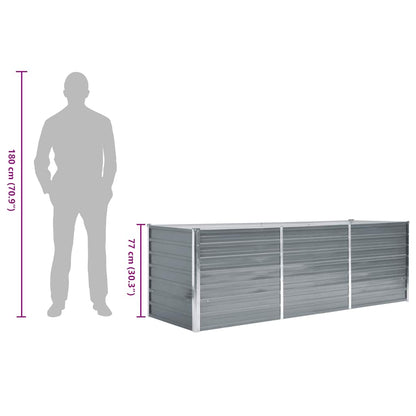 Garten-Hochbeet Verzinkter Stahl 240x80x77 cm Grau Blumenkasten Pflanzkübel