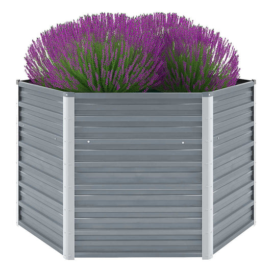 Garten-Hochbeet Verzinkter Stahl Grau 129x129x77 cm Pflanzkasten Blumenkübel
