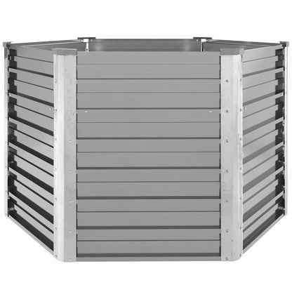 Garden raised bed, galvanized steel, grey, 129x129x77 cm, planter box, flower pot