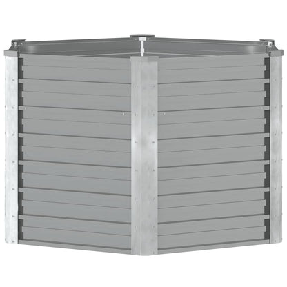 Garden raised bed, galvanized steel, grey, 129x129x77 cm, planter box, flower pot