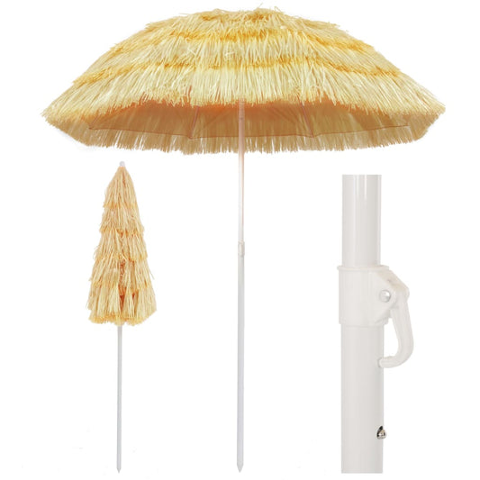 Strandschirm Strohoptik 180 cm Hawaii Style 160cm Durchmesser Kunststoff Gelb
