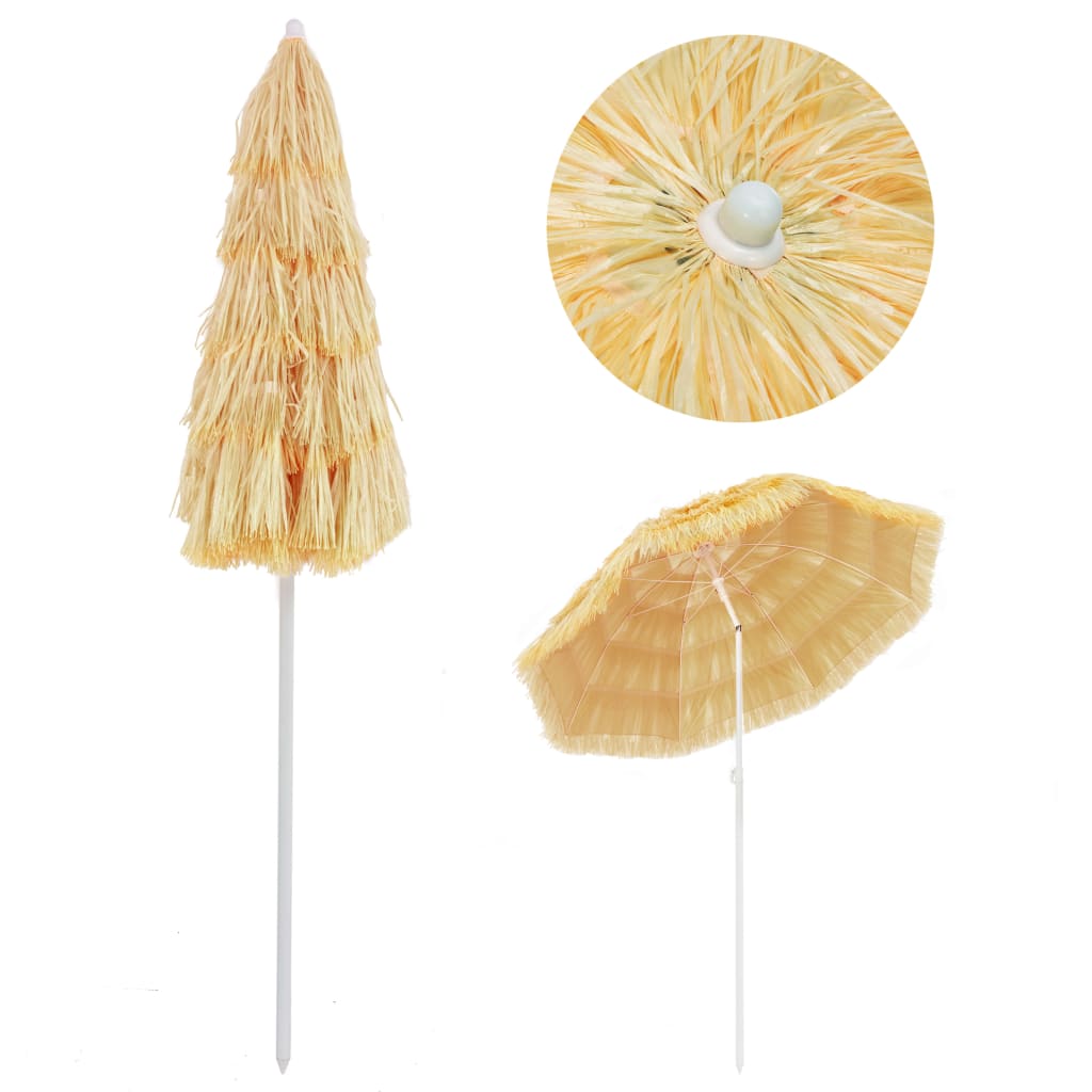 Strandschirm Strohoptik 180 cm Hawaii Style 160cm Durchmesser Kunststoff Gelb