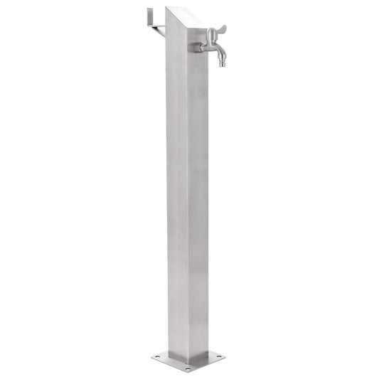 Garten-Wassersäule Edelstahl Quadratisch 8x8x95 cm Zapfsäule Gartenwasser