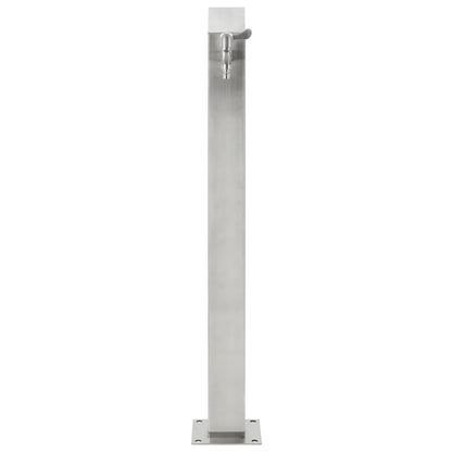 Wasserzapfsäule Edelstahl 8x8x95 cm Garten Wasserhahn Zapfsäule Silber