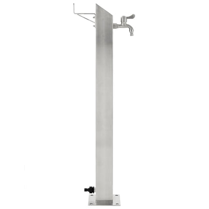 Wasserzapfsäule Edelstahl 8x8x95 cm Garten Wasserhahn Zapfsäule Silber
