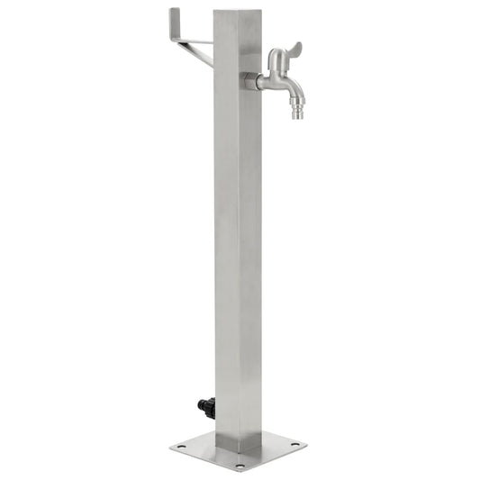 Garten-Wassersäule Edelstahl Quadratisch 5 x 5 x 65 cm Zapfsäule Wasserspender