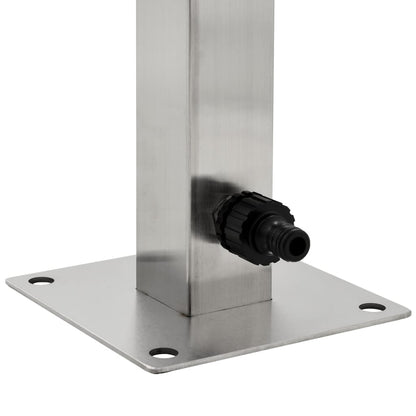 Wasserzapfsäule Edelstahl 5x5x65 cm Garten Wasserhahn Zapfstelle Silber