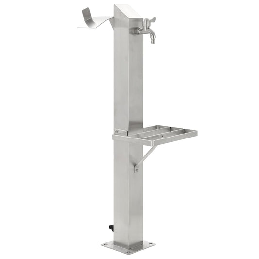 Garten-Wassersäule Edelstahl Quadratisch 8 x 8 x 95 cm silber Zapfsäule