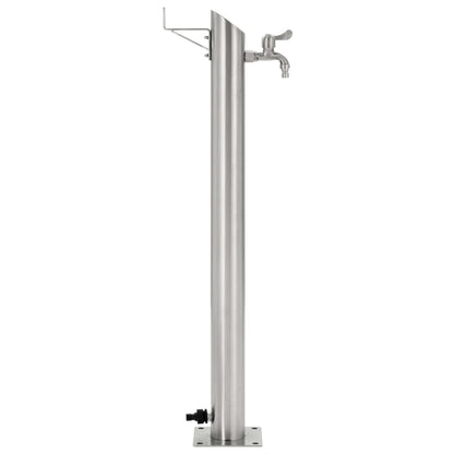 Wassersäule Edelstahl 7,6 x 95 cm Wasserhahn Garten Zapfsäule Silber