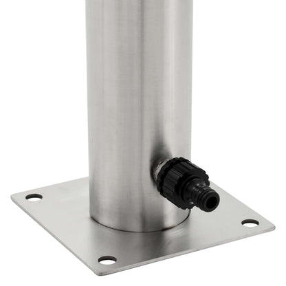Wassersäule Edelstahl 7,6 x 95 cm Wasserhahn Garten Zapfsäule Silber